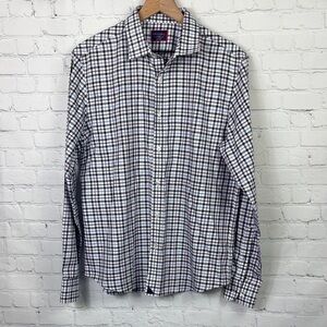 UNTUCKIT Men's Long Sleeve Blue Purple Plaid Button Up Long Sleeve Shirt size L